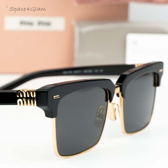 BRAND NEW Miu Miu MU10ZS 1AB5S0 Black Grey Square Unisex Sunglasses 0MU 10ZS - Picture 1 of 10